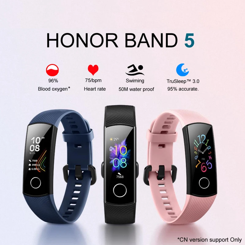 Умный Браслет huawei Honor Band 5, 4, 0,95 дюйма, трекер, умный OLED, для плавания, водонепроницаемый, Bluetooth, фитнес-трекер, сенсорный экран