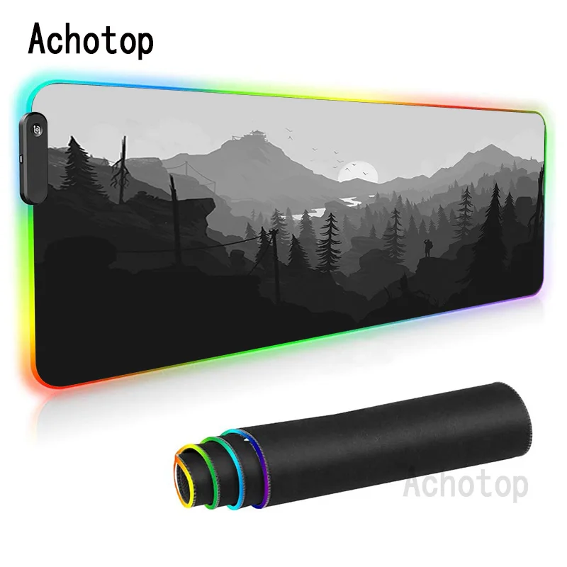 

Forest Firewatch RGB Mousepad Gamer Gaming Accessories Mouse Pad Large Locking Edge Led Light Keyboard 80X30CM Deak Mats for Lol