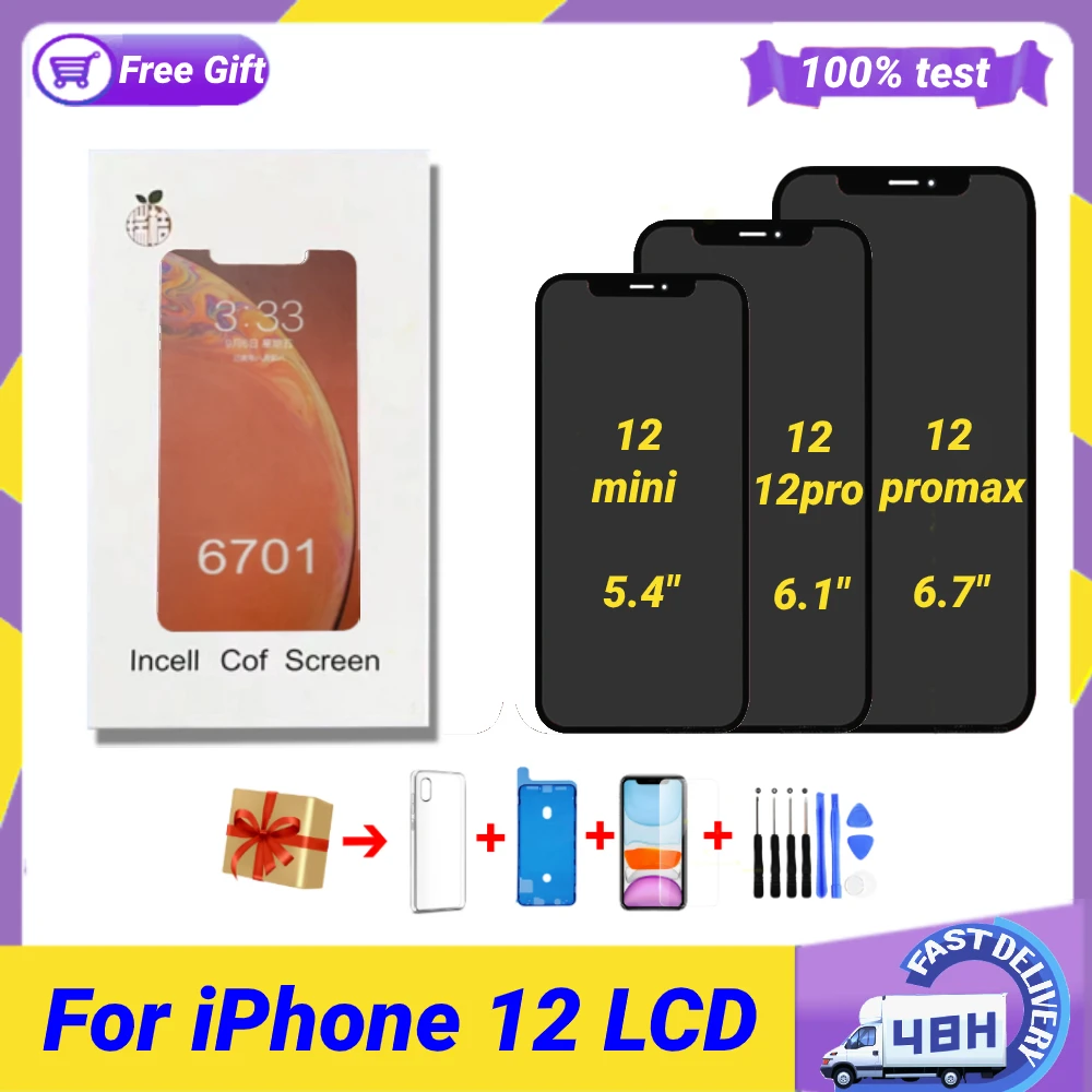 

RJ Incell Pantalla for iPhone 12 12mini 12Pro 12 PRO Max Lcd Replacement Screen Display 3D Digitizer Full Assembly Free Gifts