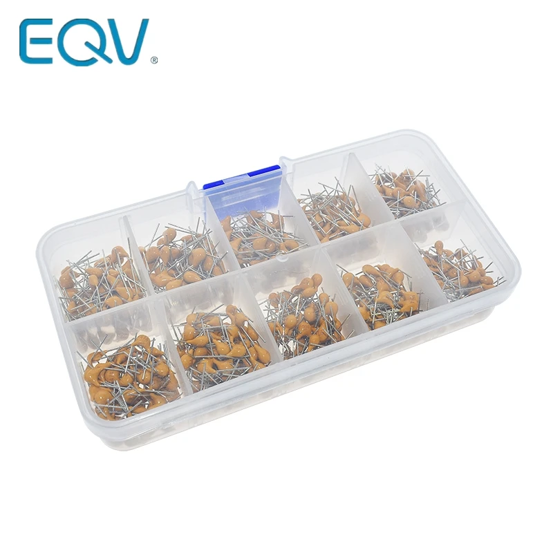 EQV 500 шт./лот 10Values* 50 шт. 0,1 мкФ-10 мкФ(104~ 106) с алюминиевой крышкой, 50В Многослойные Керамика конденсаторы Ассортимент ассортимент комплекта с ящик для хранения