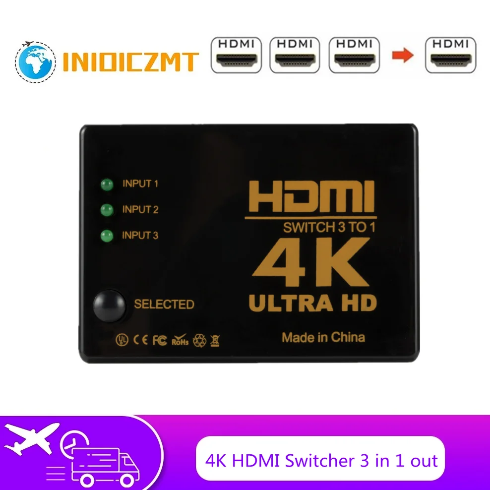 HDMI-переключатель INIOICZMT, 4K, 3 в 1, HD 1080P - изображение