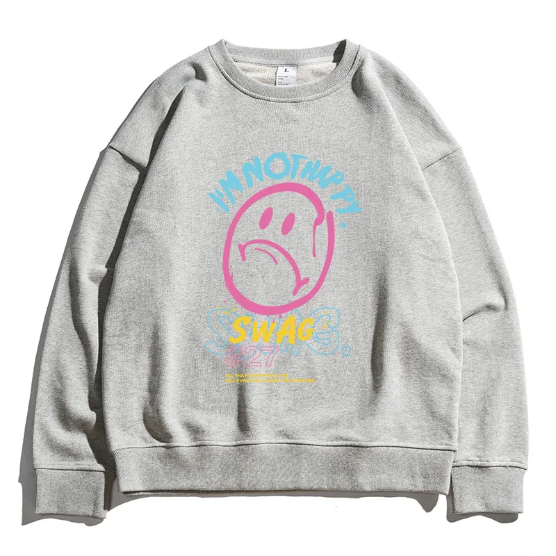 Осень 2020 винтажный свитшот в стиле хип хоп с круглым вырезом для улицы женщин и