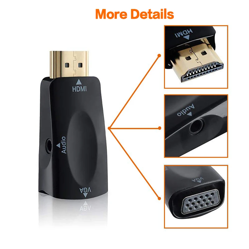 1080P HDMI в VGA конвертер адаптер с аудио для ноутбука Dell ПК проектор HDTV PS4 Xbox STB Blu Ray