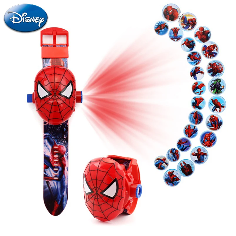 

New Disney Spiderman Watch 3D Projection Superheroes Iron Man Hulk Princess Digital Watches Children's Birthday Toys Gifts