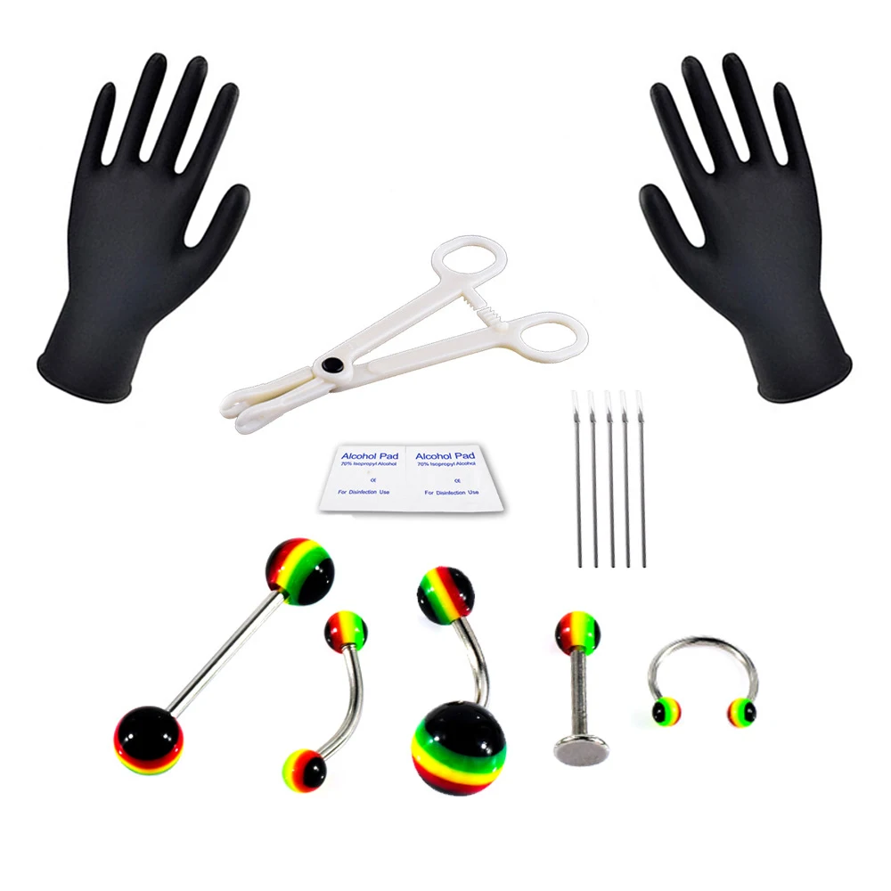 1 набор профессиональных пирсингов для тела инструментов пирсинга носа живота