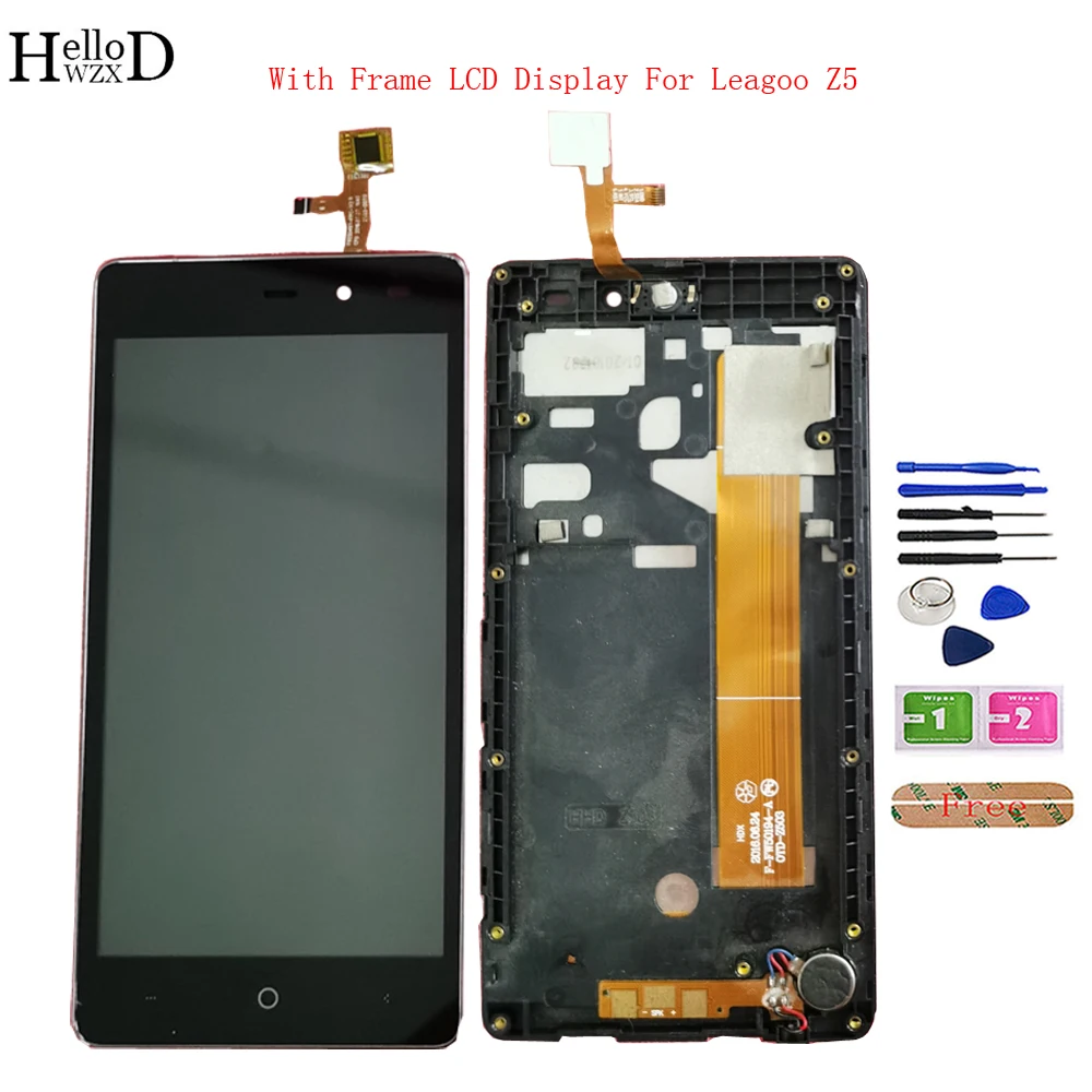 

With Frame Mobile LCD Display For Leagoo Z5 LCD Display Touch Screen Digitizer Sensor LCDs Assembly Mobile Tools 3M Glue
