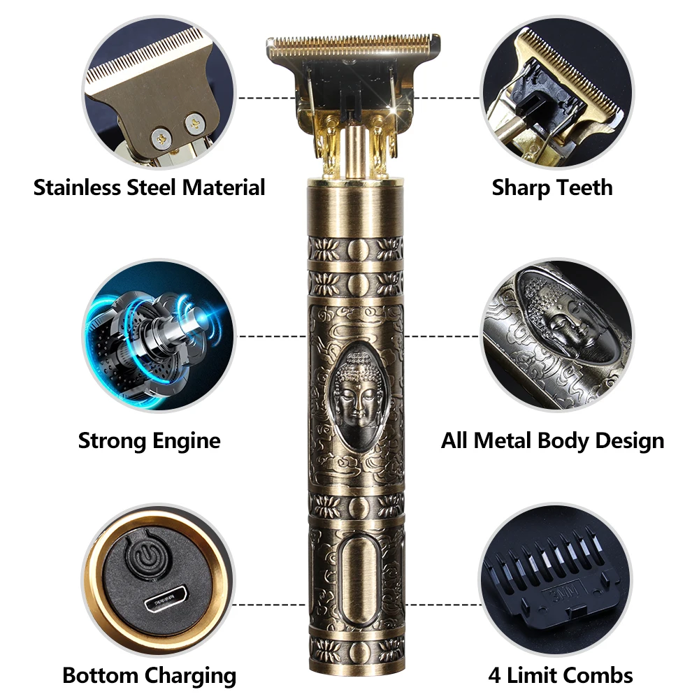 

Hair Clipper Professional Electric Hair Trimmer Barber Shaver Trimmer Beard 0mm Hair Cutting Machine for Men Rechargeable