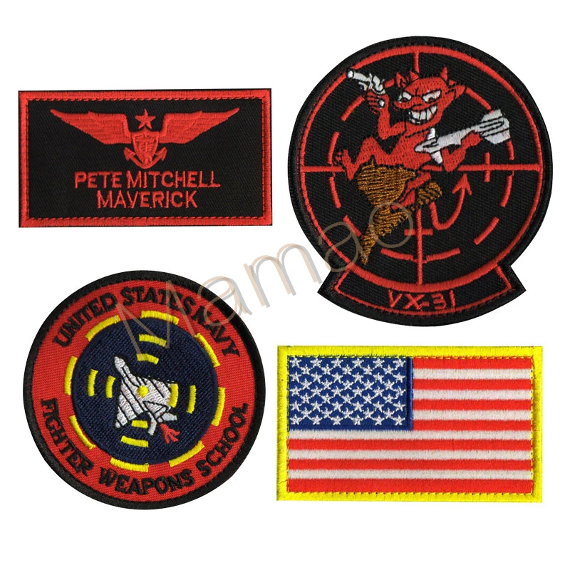 Топ пистолет MAVERICK Питт Митчелл нашивки Гусь Ник Брэдшоу TOMCAT США ВМС полета патч Набор для куртки - Цвет: as picture10