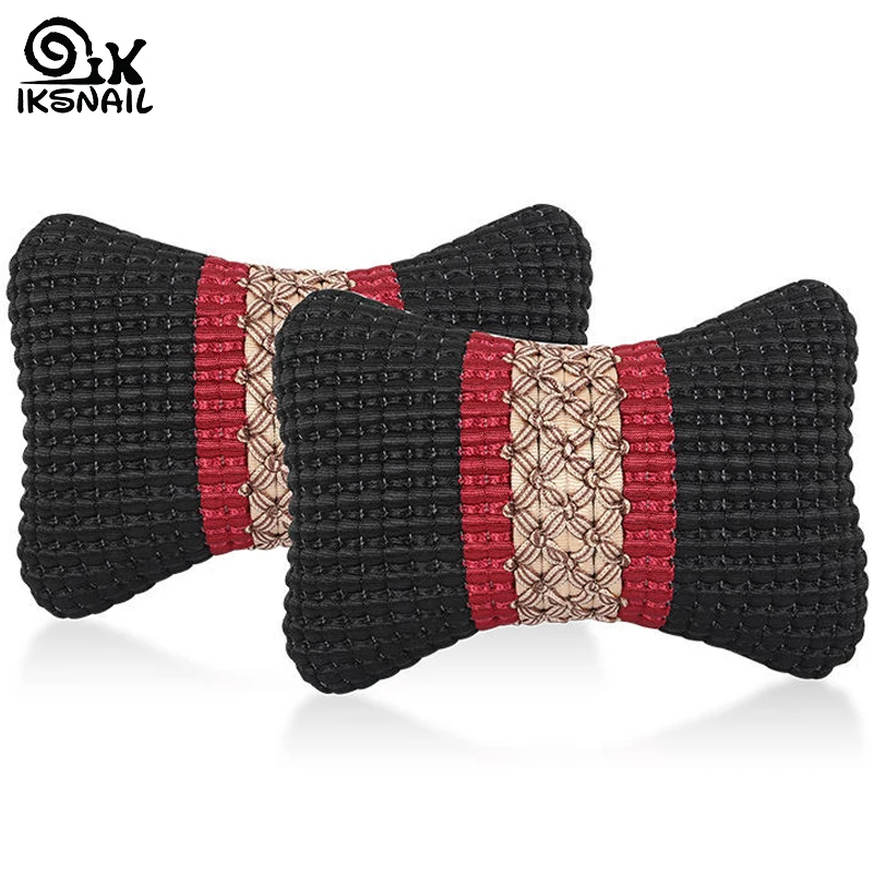 

IKSNAIL New Universal Headrest Car Neck Pillow Ice Silk Car Bone Rest Cushion Small Head Pillow for Car Interior Accessories