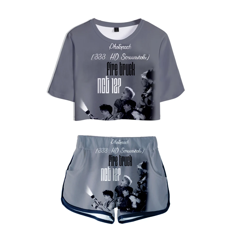 

Комплект из двух предметов 3D NCT, женская мягкая футболка с круглым вырезом и короткие брюки с круглым вырезом, повседневная одежда в стиле ...