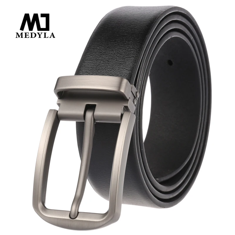 MEDYLA Genuine Leather Belt for Men Fashion Classic Vintage Pin Buckle Male Belt Business Luxury Strap LY3975