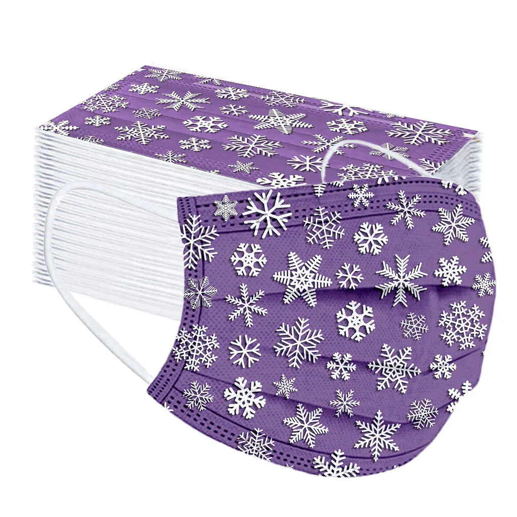 

50PC Adult'S Face Mask Christmas Printed Mouth Mask Protective Dustproof Windproof Safety Face Masks mascherine natalizie 04