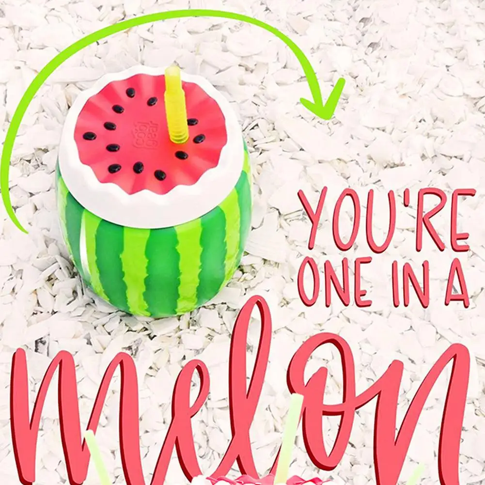 

Water Bottle Watermelon-shaped Double-straw Double Insulation Cup Durable And Lightweight For Decorations Luau Party Supplies