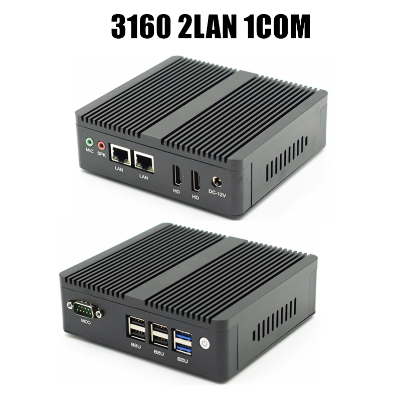 Мини ПК TOPTON без вентилятора Intel N3160/J3160 J1900 четырехъядерный Pfsense Barebone мини сервер 2