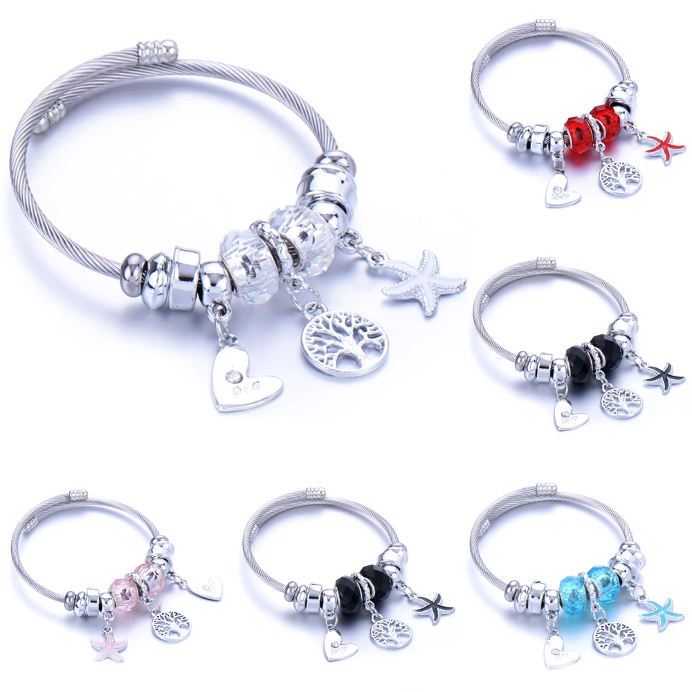 Изысканный кулон дерево жизни браслет из нержавеющей стали и хрустальный диско