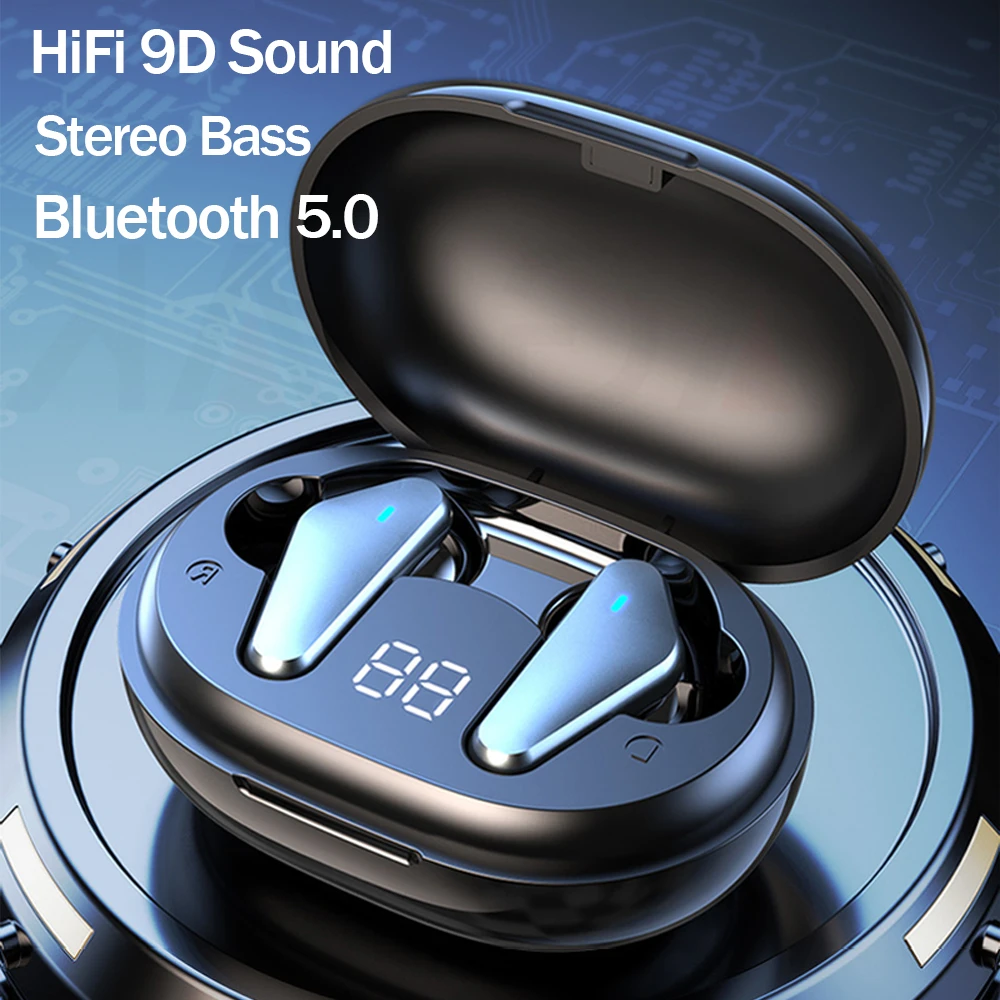 

TWS Stereo Bass Headphones Bluetooth-Compatible Earphones 9D Hifi Wireless Earbuds Ln-Ear Headset Waterproof Sports Headphone