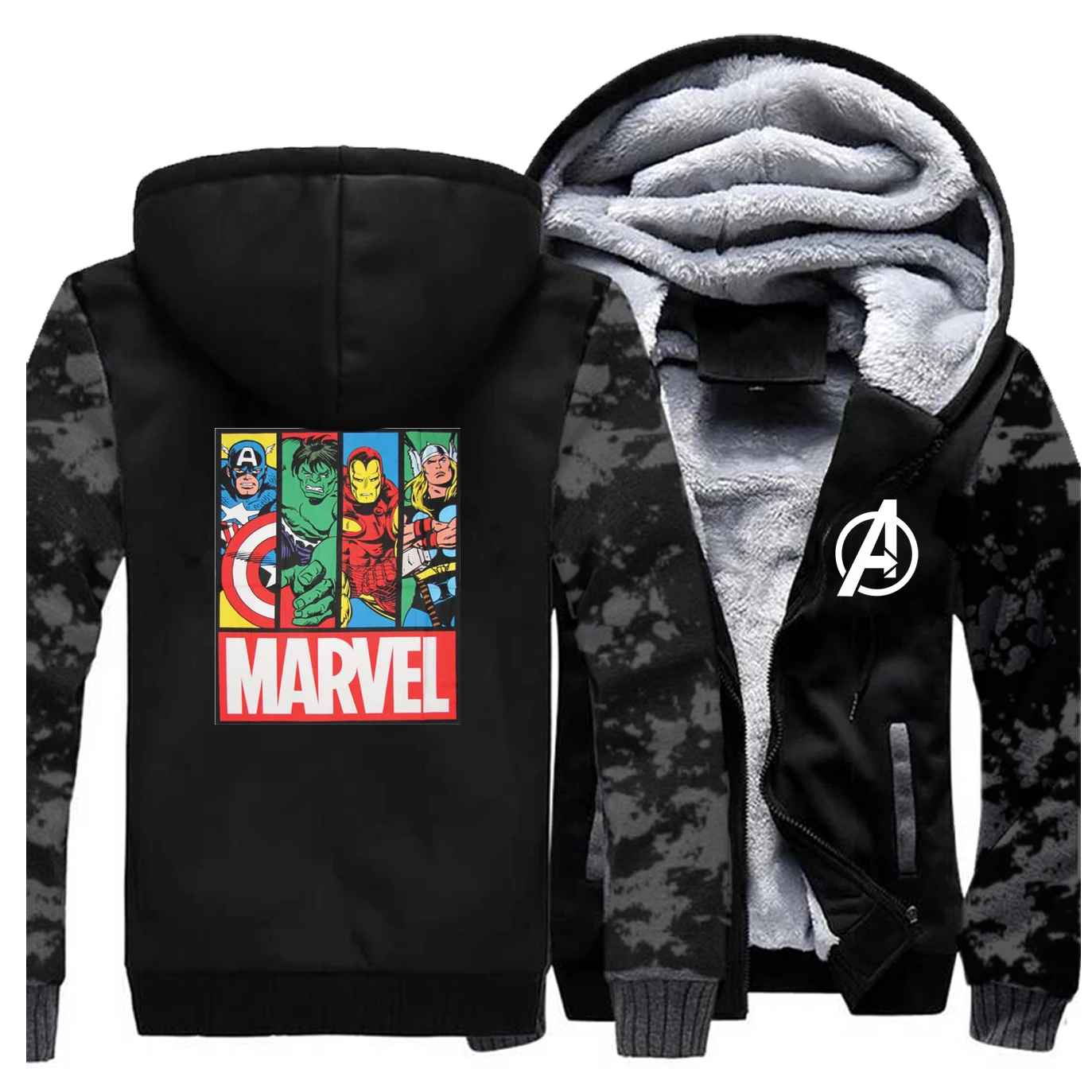 Marvel Мстители зима горячая Распродажа толстовки с рукавом реглан мужская мода хип-хоп спортивная одежда забавное пальто плотная одежда супергероя