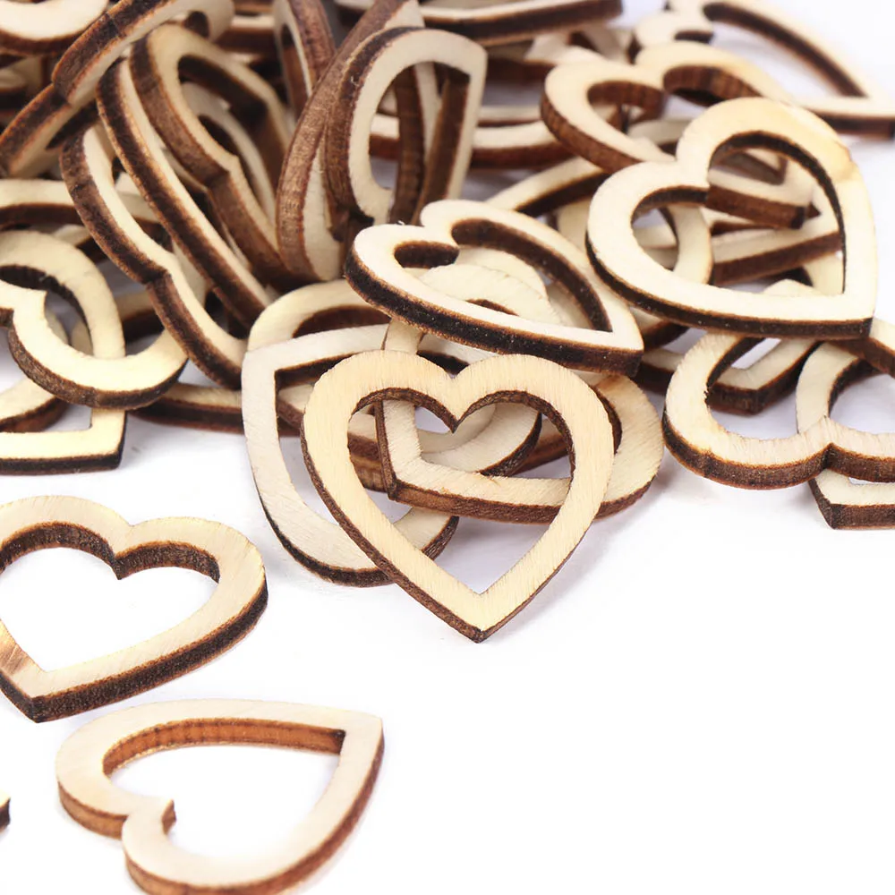 100 шт./упак. Полые Любовь Сердце деревянные DIY лазерная резка украшение рукоделие