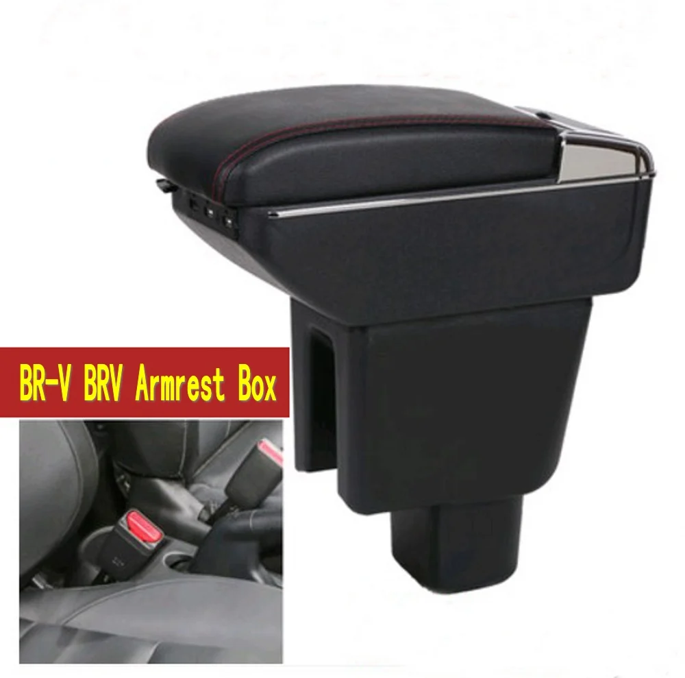 

For Honda BRV BR-V Mobilio Armrest Box Arm Elbow Rest Center Console Storage with Phone Charging USB Interface Cup Holder