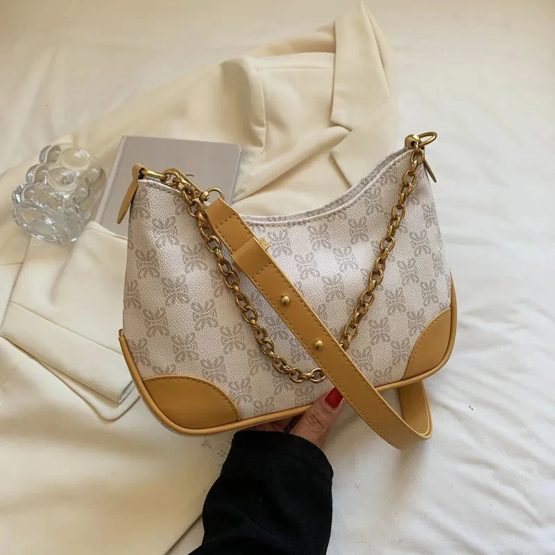 

Chain Underarm Baguette Bags For Women 2022 Winter Fashion Lady Shoulder Handbags High Quality PU Leather Small Crossbody Bag