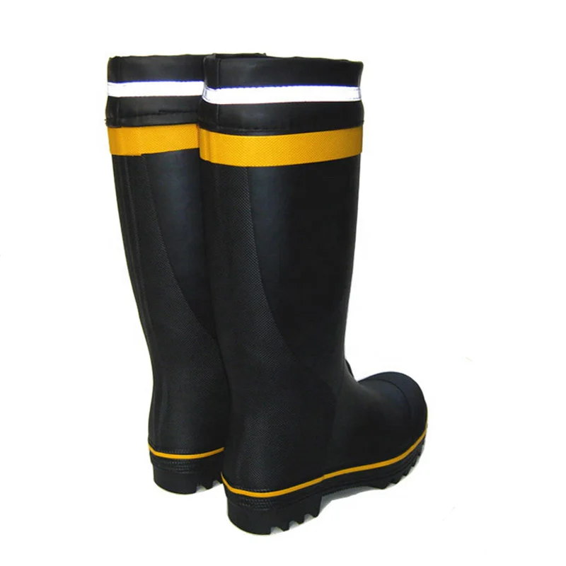 

Winter warm cotton lining plus size 46 steel toe durable rubber men rain fishing wellington boot with pu collar