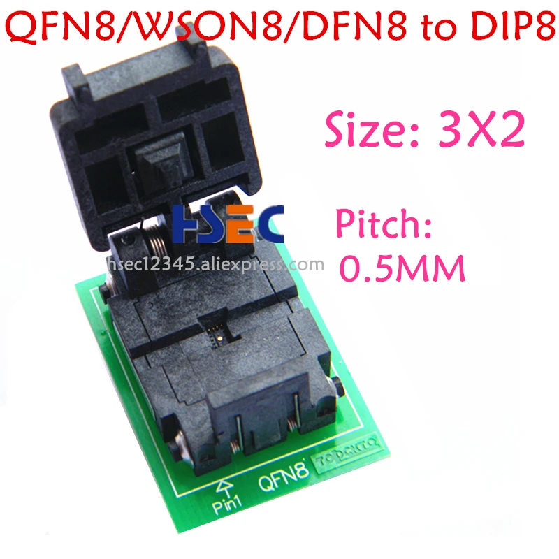 Оригинальный QFN8 К DIP8 программатор адаптер WSON8 DFN8 MLF8 разъем для 25xxx 6x5 3x2 8x6 мм шаг = 1
