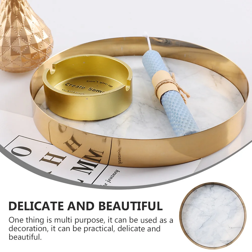 

1PC Round Storage Marble Tray Home Storage Tray Multi-purpose Finishing Tray
