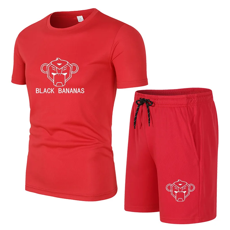 

Men Summer BLACK BANANAS Sportswear Sets Short sleeve T-shirts+ Short Pants New Fashion Men Casual Sets Shorts+T-shirts 2 pieces