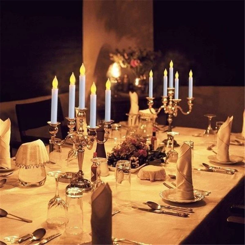 

6pcs LED Candle Remote Control Flickering Flameless Lights Battery Operated Taper Dinner Party Home Xmas Decoration Candles