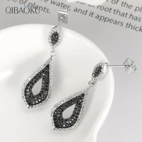 black dangling earrings fashion design earrings for women drop earring shiny zircon ear accessories party gift