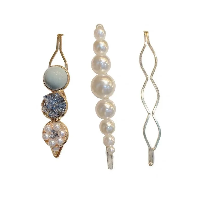 Набор из 3 предметов Корейская Милая жемчужная заколка для волос заколки стразы