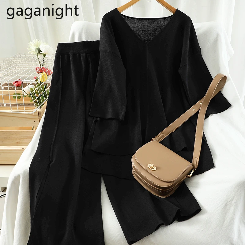 Gaganight Модный женский комплект из двух предметов трикотажная Повседневная