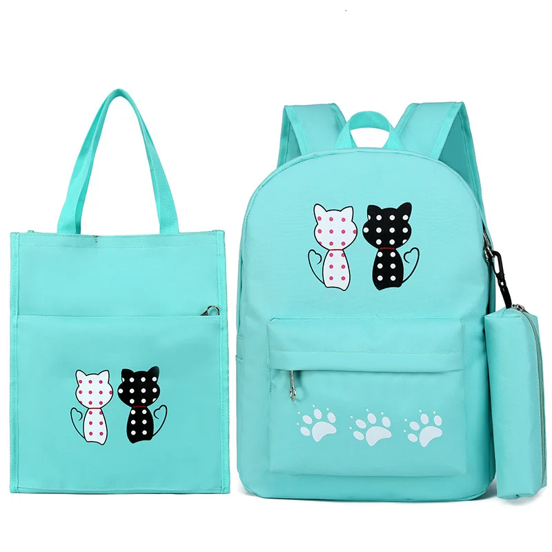 Backpack Children School Bags for Girls princess school waterproof Kids Cat Printing Backpacks set Schoolbag kids mochila