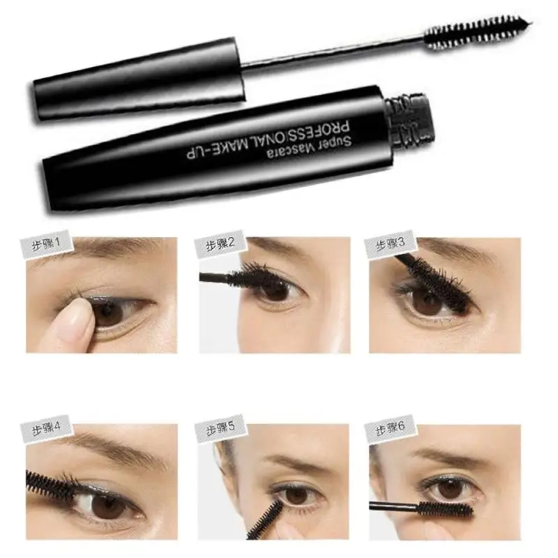 Pro 4d волокна ресниц Черная тушь для Макияж Тушь головка водостойкая долговечная