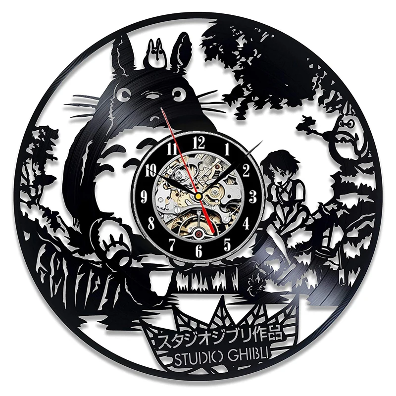 Студийные настенные часы Ghibli Totoro с мультипликационным принтом «Мой сосед Тоторо», виниловые часы-пластинка, настенные домашние декоративные часы, рождественский подарок для детей