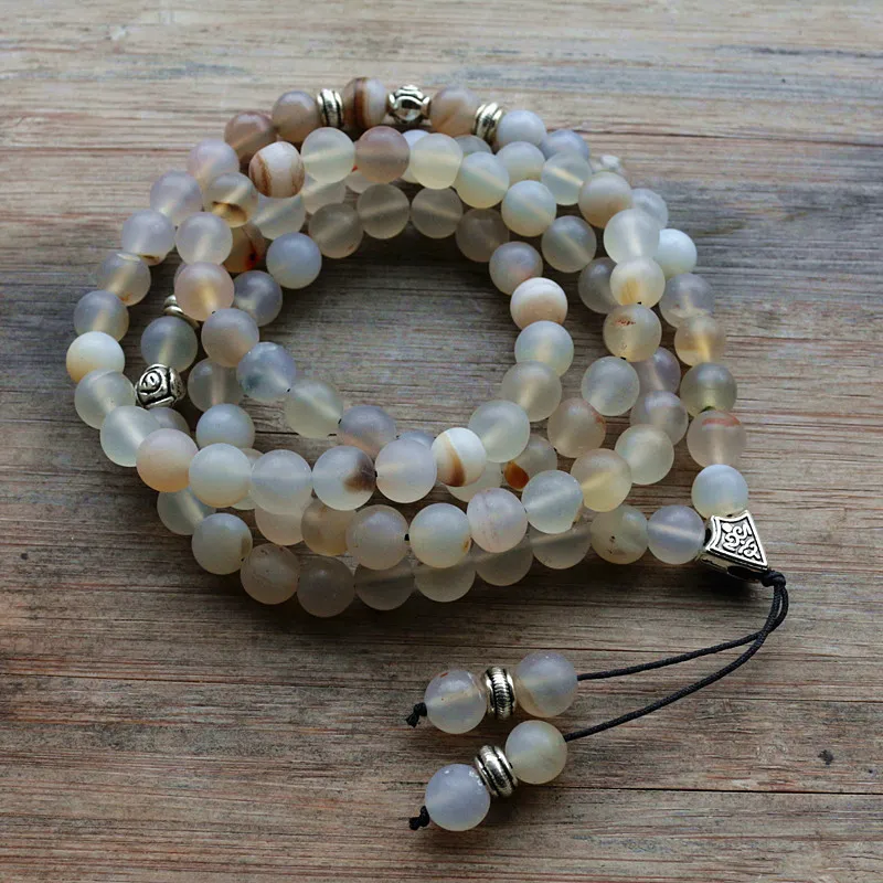 

8mm Natural stone beads with Alloy charm Shape 99 Prayer Beads Yoga meditation necklace Men&Women