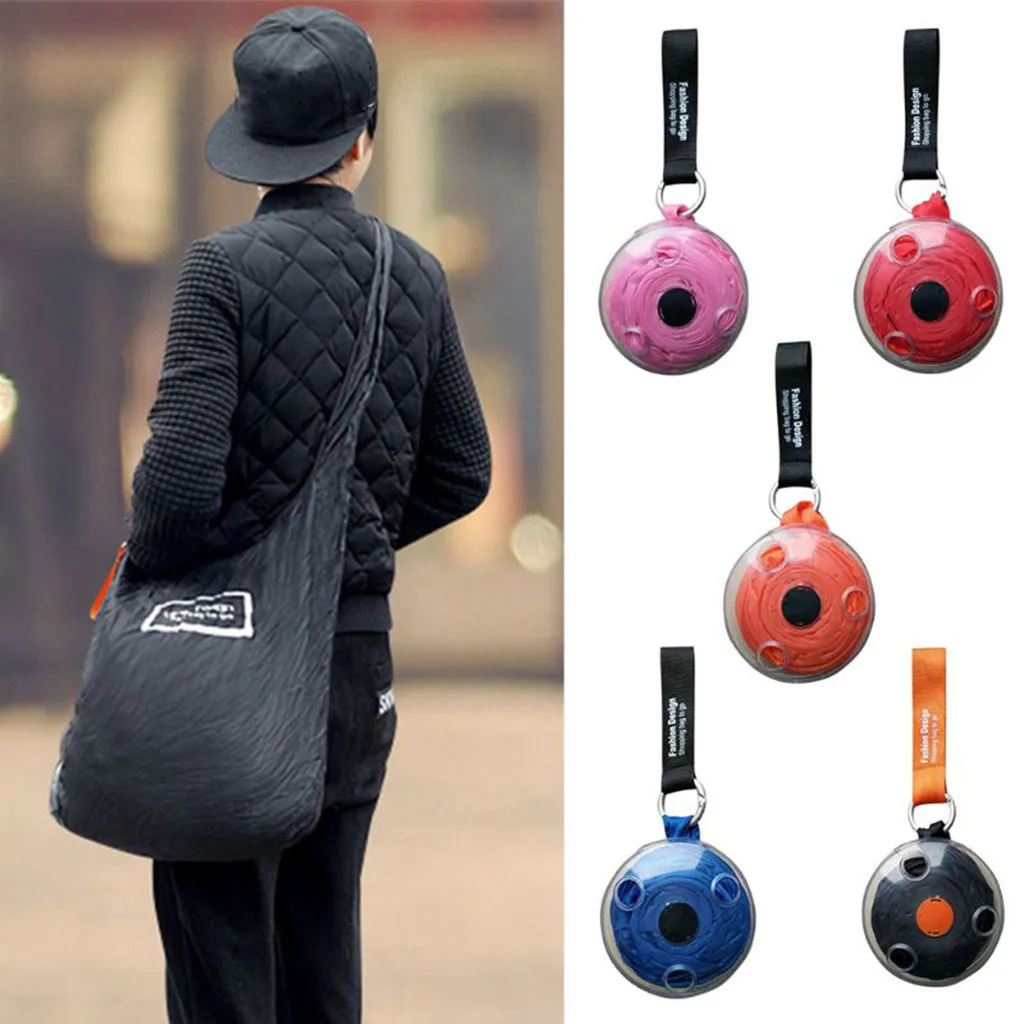 

5 colors Foldable Fashion Eco Handbag Reusable Bag Supermarket Shopping Tote Bags portable retractable storage bag shopping bag