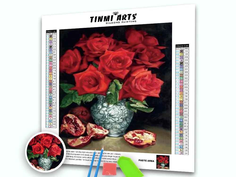 5D &quotсделай сам&quot алмазная красная роза и гранат вышивка крестом цветок мозаика