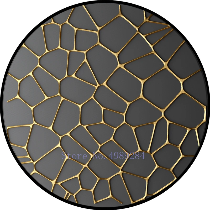 Modern Wall Hanging Art Paintings Abstract Home Cartoon Background Round Picture Frame Golden Decoration |