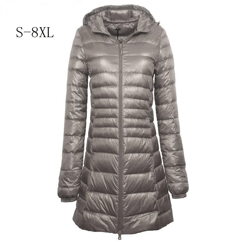 

Пуховик женский зимний ультралегкий с капюшоном, батальных размеров, 2021xl xl