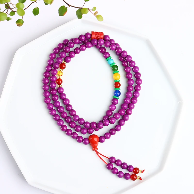 

Koraba Natural Purple 8mm 108 Mala Beads Wrap Bracelet Necklace for Yoga Charm Bracelet Natural Gemstone Jewelry for Women Men