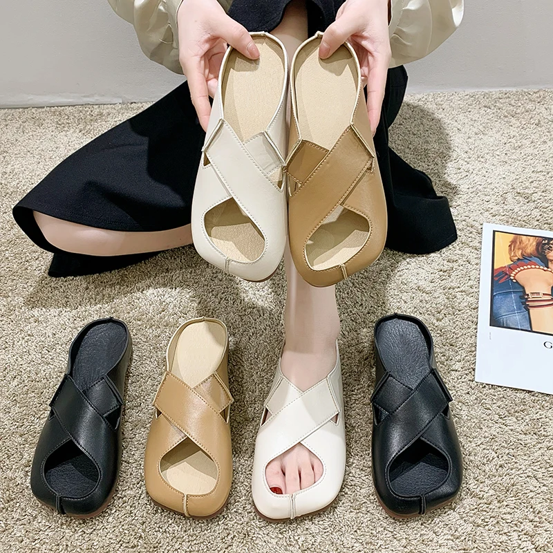 

Low Loafers Shoes Woman 2021 House Slippers Platform Pantofle Cover Toe Luxury Slides PU New Summer Designer Flat Rome Rubber Ba