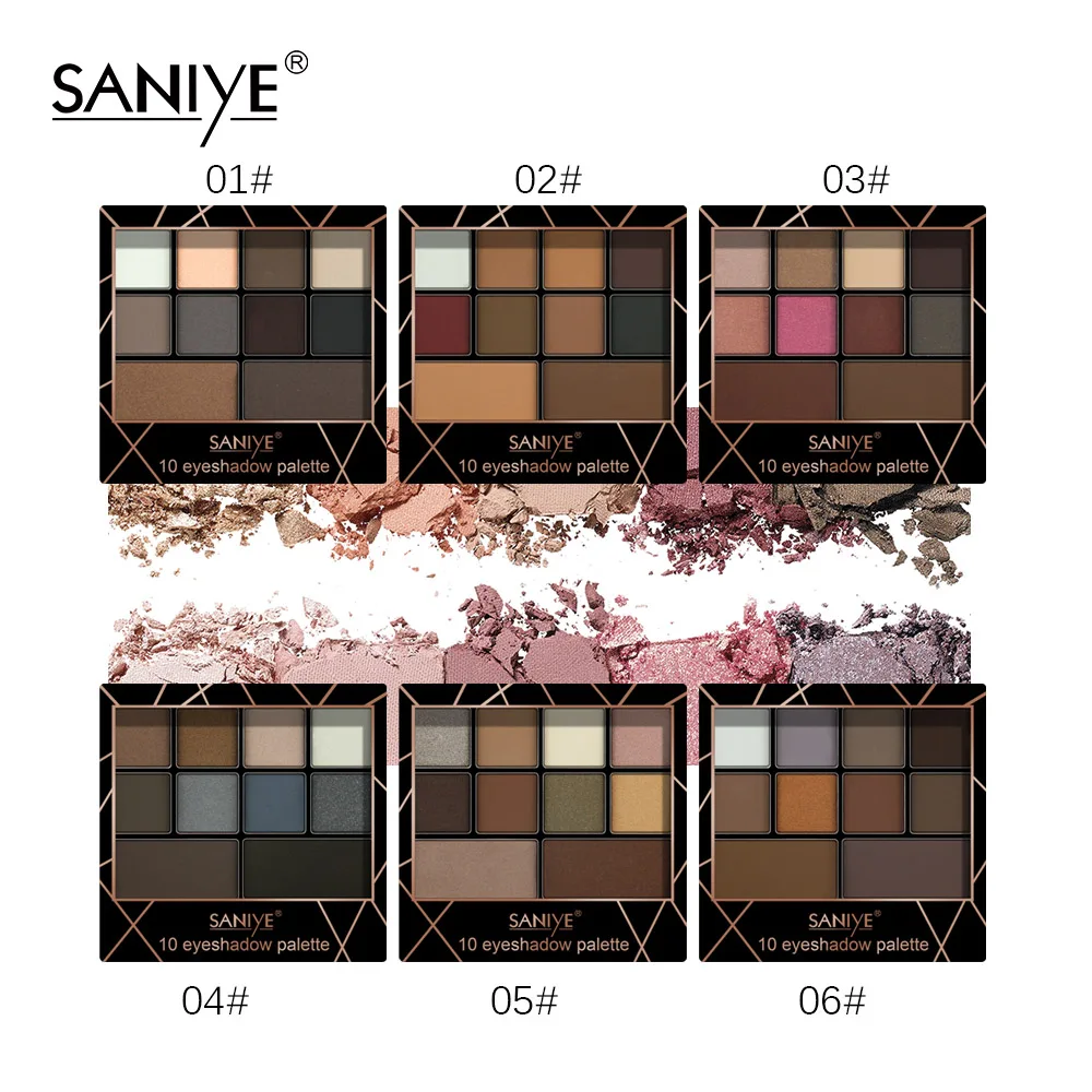 SANIYE 10 цветов Красота глазурованный макияж тени для век Палитра мерцающие