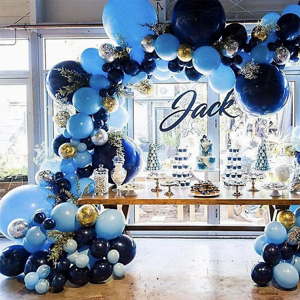 

Dark Blue Balloon Garland Gold Silver Confetti Latex Balloon Arch Birthday Party Baby Shower Wedding Party Decoration Balloons