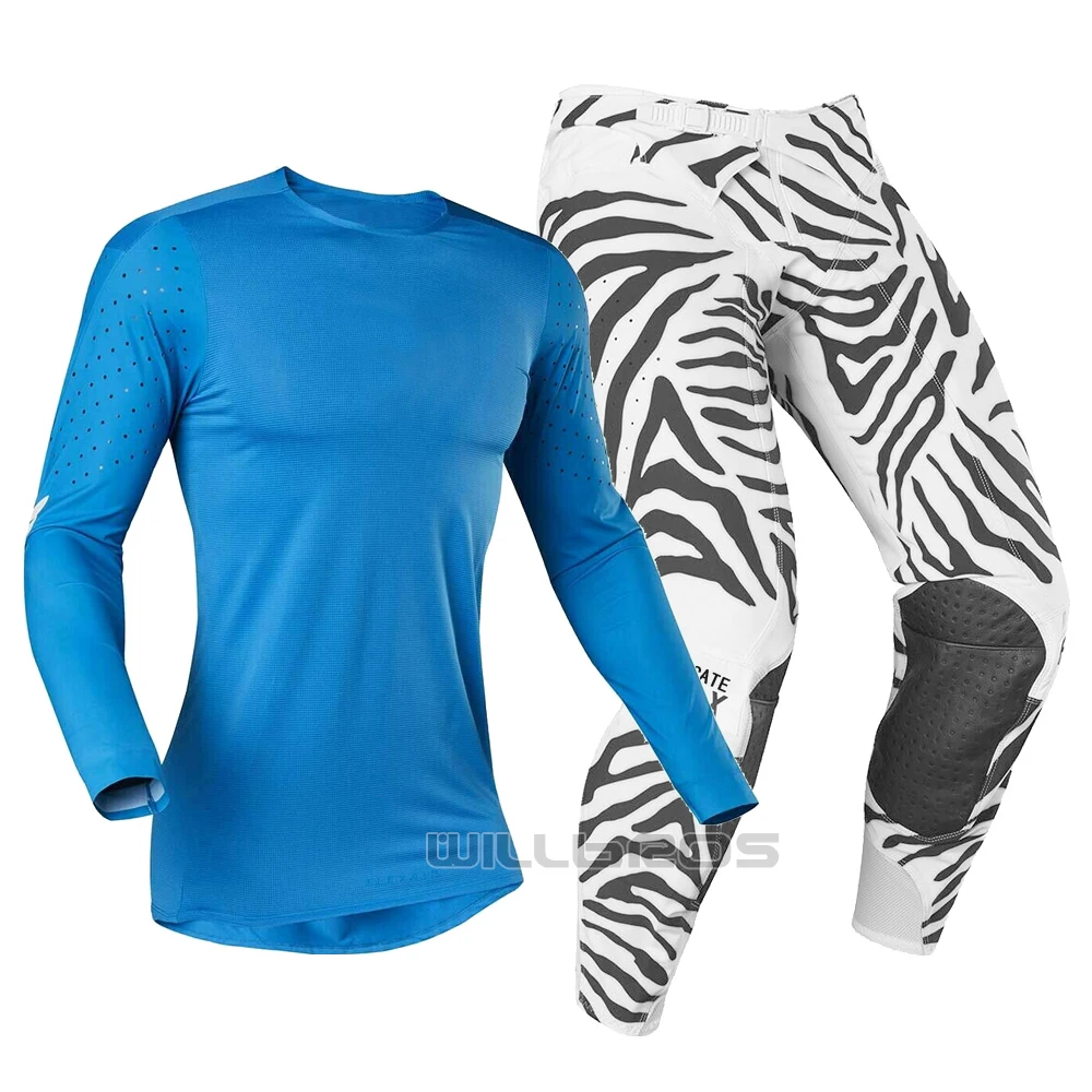 LE Flexair Zebra gear набор для мотокросса для взрослых MX гонки Джерси брюки комбо синий