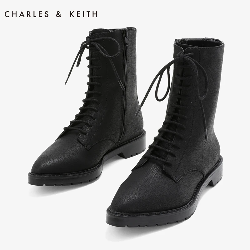 CHARLES＆KEITH Женские Берцы CK1-90900067 Чувство Твердости На шнуровке Средний Каблук