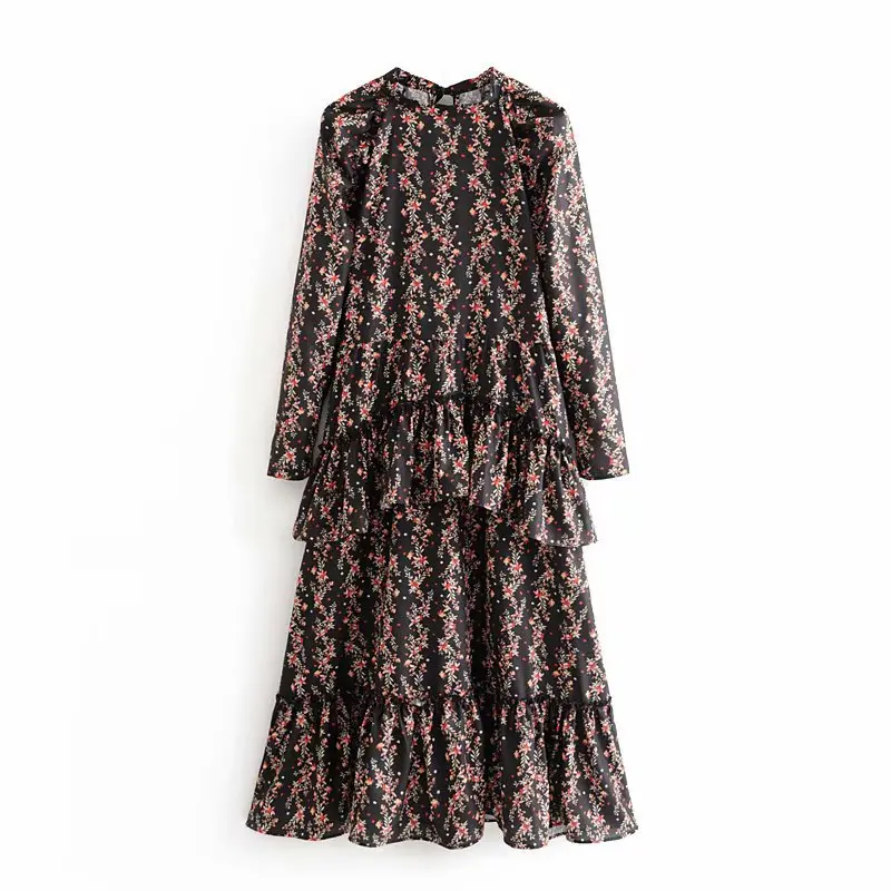 Za2019 Новое Женское осеннее маленькое французское платье с цветочным принтом