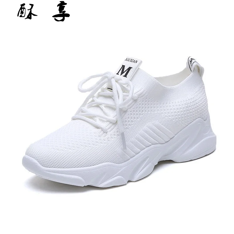 

2021 Women's Sneakers Fashion Women's Shoes Solid Color Mesh Breathable Vulcanized Shoes Spring Comfortable Lace-up Casual Shoes