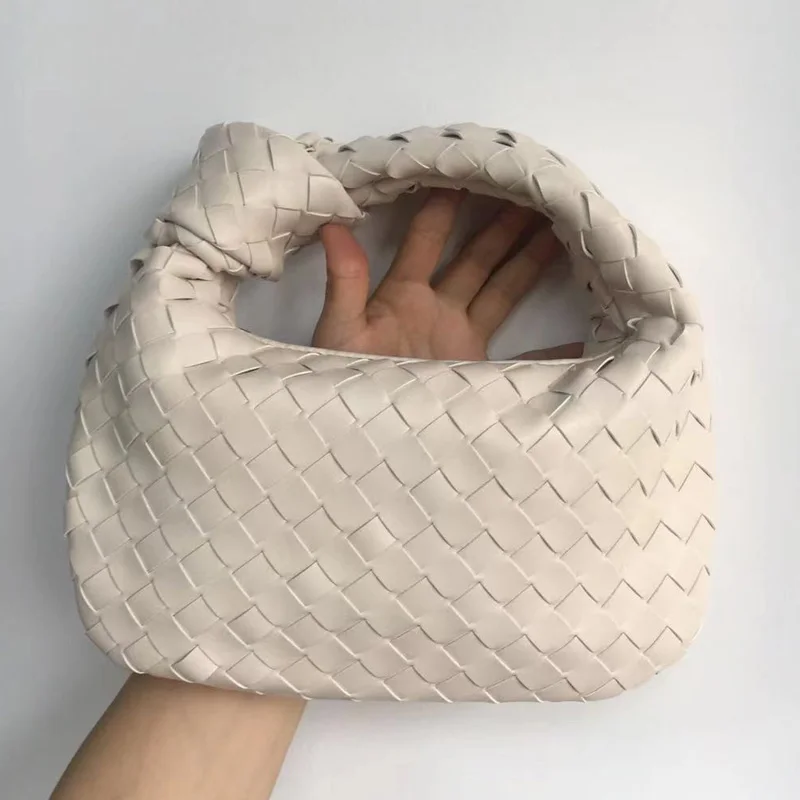 

Handmade Woven Bag Luxury Woven Leather Printed Shoulder Bag Lady Crossbody Hobo PU Knotted Handle Casual Handbag
