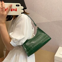 crocodile pattern armpit shoulder bag for women pu leather crossbody messenger bag casual shopping female handbag tote